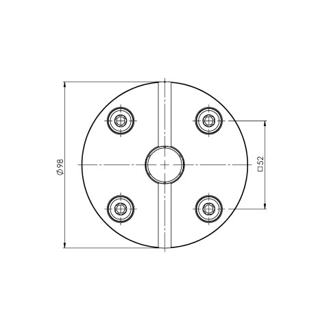 Technical drawing 41032: Preci•Point 52 Collet Chuck for ER 32 collets clamping range Ø 3 - 20 mm