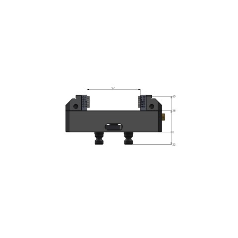Technical drawing 42097-77: Vario•Tec 77 Centering Vise jaw width 77 mm max. clamping range 97 mm