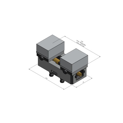 Technical drawing 44160-77: Avanti 77 Profile Clamping Vise jaw width 77 mm max. clamping range 165 mm
