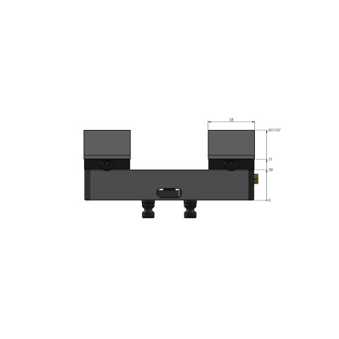Technical drawing 44200-77: Avanti 77 Profile Clamping Vise jaw width 77 mm max. clamping range 205 mm
