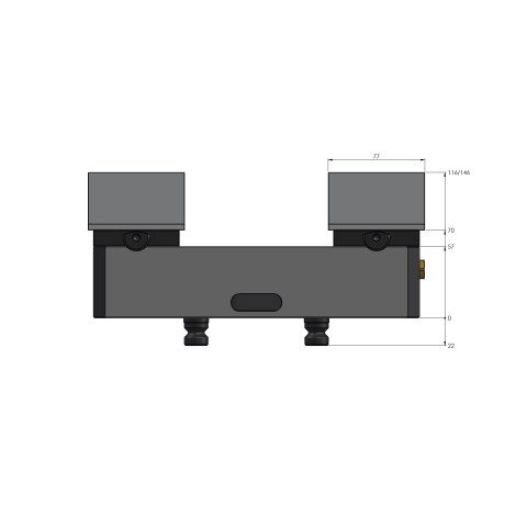 Technical drawing 44255-125: Avanti 125 Profile Clamping Vise jaw width 125 mm max. clamping range 255 mm