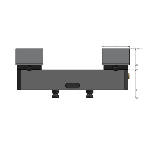 Technical drawing 44305-125: Avanti 125 Profile Clamping Vise jaw width 125 mm max. clamping range 305 mm