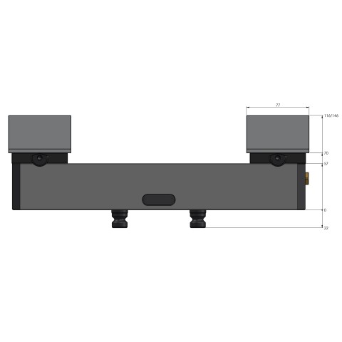 Technical drawing 44355-125: Avanti 125 Profile Clamping Vise jaw width 125 mm max. clamping range 355 mm