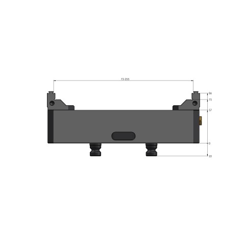 Technical drawing 48255-125: Makro•Grip® 125 5-Axis Vise jaw width 125 mm clamping range 0 - 255 mm