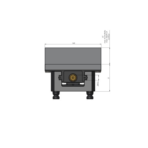 Technical drawing 49100-125: Profilo 125 Profilo Clamping Vise jaw width 160 mm max. clamping range 205 mm