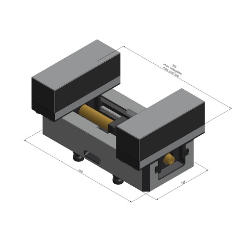 Technical drawing 49150-125: Profilo 125 Profilo Clamping Vise jaw width 160 mm max. clamping range 255 mm