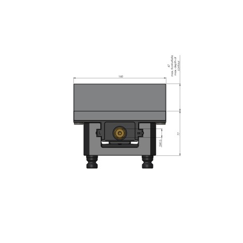 Technical drawing 49250-125: Profilo 125 Profilo Clamping Vise jaw width 160 mm max. clamping range 355 mm