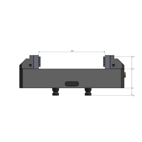 Technical drawing 42202-125: Vario•Tec 125 Centering Vise jaw width 125 mm max. clamping range 200 mm