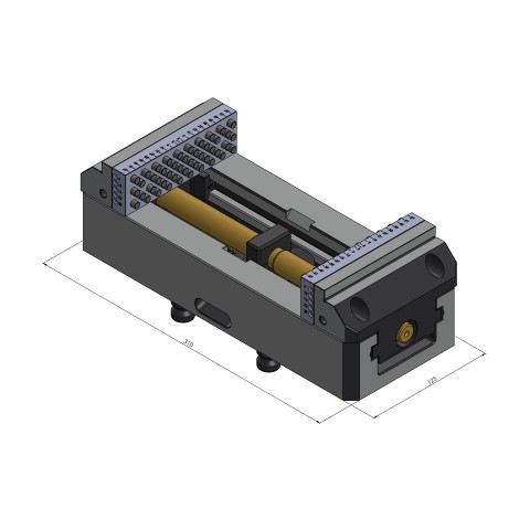Technical drawing 42202-125: Vario•Tec 125 Centering Vise jaw width 125 mm max. clamping range 200 mm