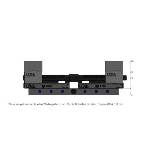 Technical drawing 81800: Makro•Grip® Ultra Base Set height 45 mm, clamping range 40 - 810 mm